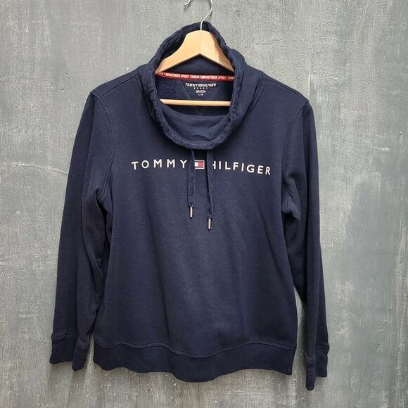 TOMMY HILFIGER SPORT NAVY BLUE FUNNEL NECK SWEATSHIRT SIZE Large - Picture 1 of 9
